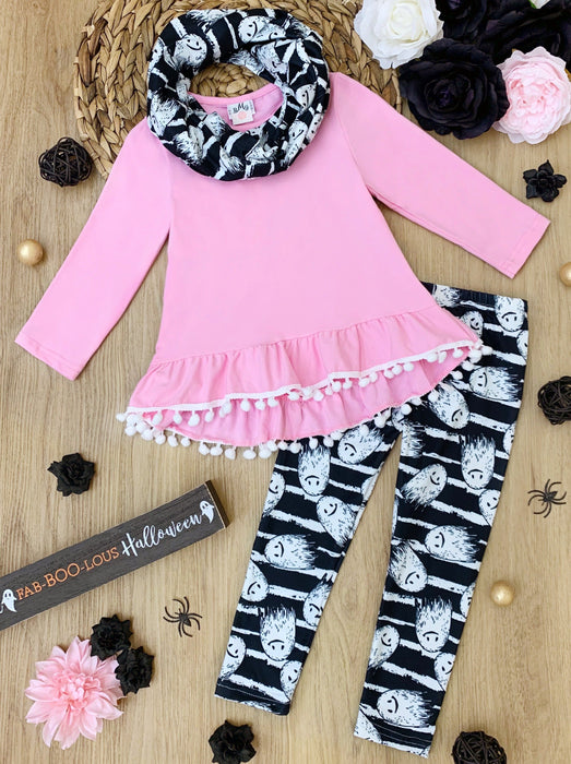 Mia Belle Girls Unspookable Hi-Lo Tunic, Leggings and Scarf Set