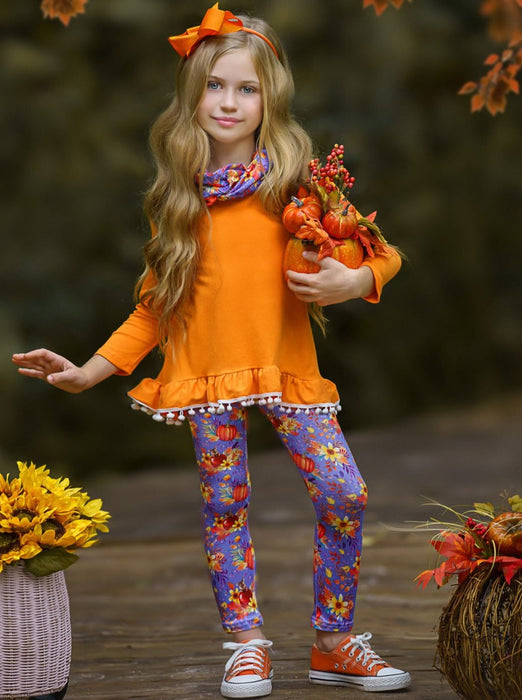 Mia Belle Girls Carve Out Some Fun Tunic, Legging and Scarf Set