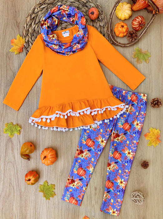 Mia Belle Girls Carve Out Some Fun Tunic, Legging and Scarf Set