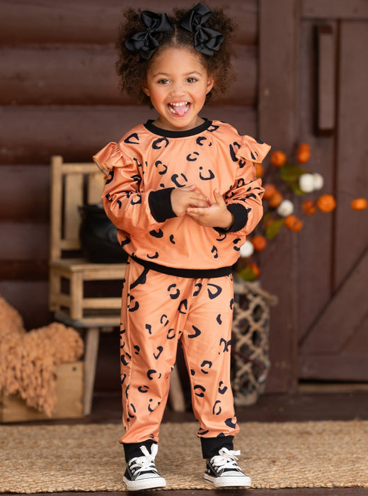 Mia Belle Girls The Ruffled Leopard Loungewear Set