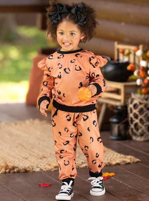 Mia Belle Girls The Ruffled Leopard Loungewear Set