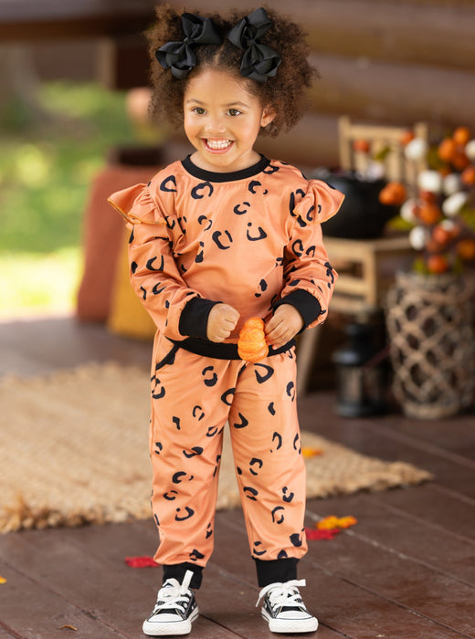 Mia Belle Girls The Ruffled Leopard Loungewear Set