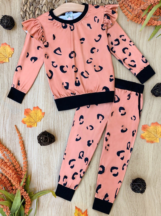 Mia Belle Girls The Ruffled Leopard Loungewear Set