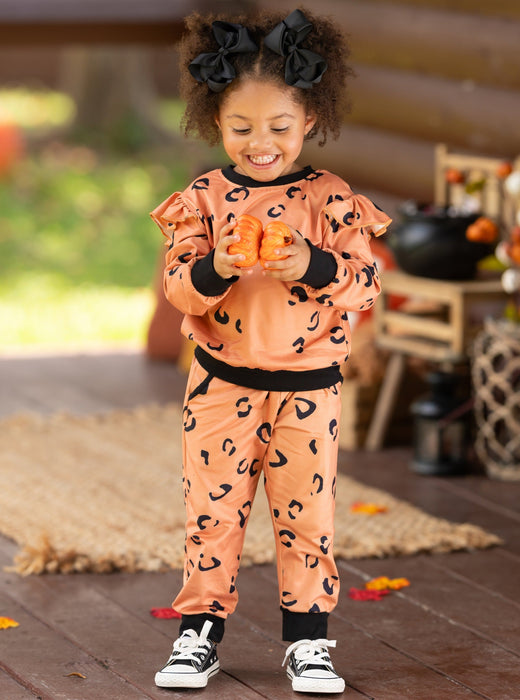 Mia Belle Girls The Ruffled Leopard Loungewear Set