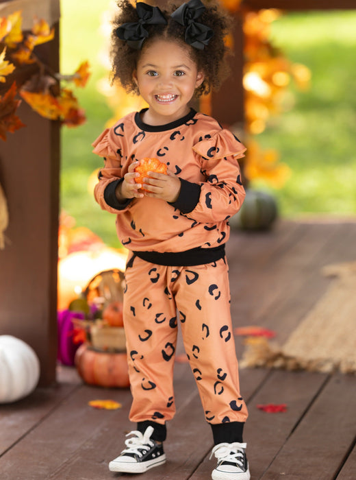 Mia Belle Girls The Ruffled Leopard Loungewear Set