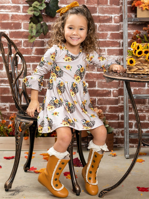 Mia Belle Girls Pretty In Pumpkin Pleated Dress