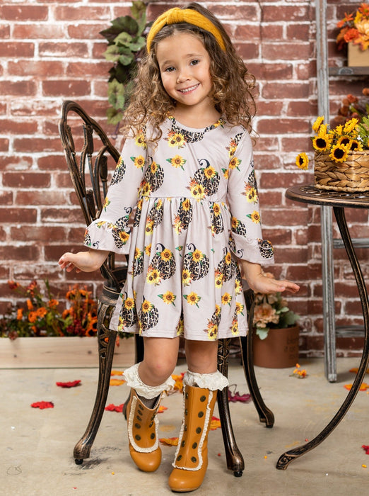 Mia Belle Girls Pretty In Pumpkin Pleated Dress