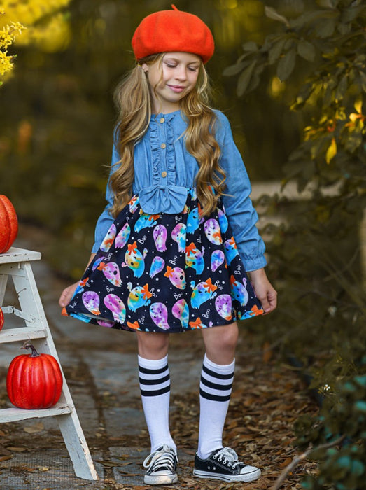 Mia Belle Girls That's The Spirit Chambray Bodice Ghost Dress