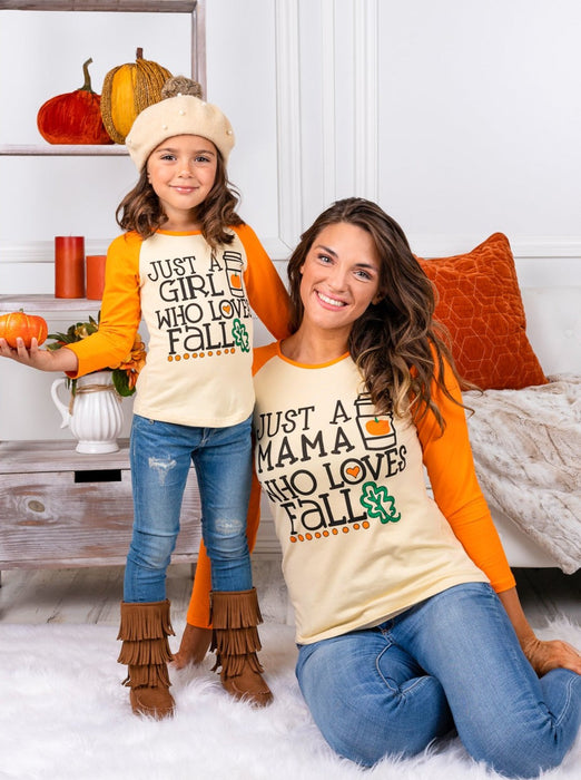 Mia Belle Girls Mommy and Me Loves Fall Raglan Top