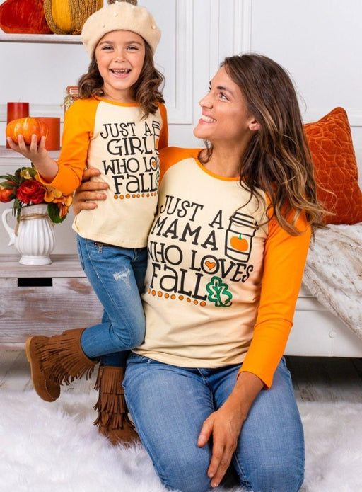 Mia Belle Girls Mommy and Me Loves Fall Raglan Top