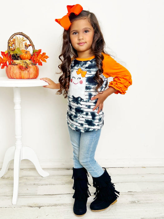 Mia Belle Girls All Boo'd Up Tie Dye Raglan Top