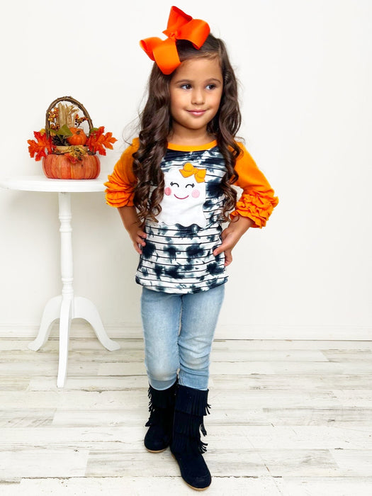 Mia Belle Girls All Boo'd Up Tie Dye Raglan Top