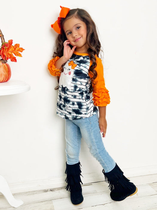 Mia Belle Girls All Boo'd Up Tie Dye Raglan Top