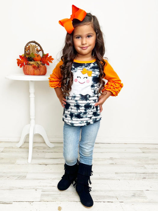 Mia Belle Girls All Boo'd Up Tie Dye Raglan Top