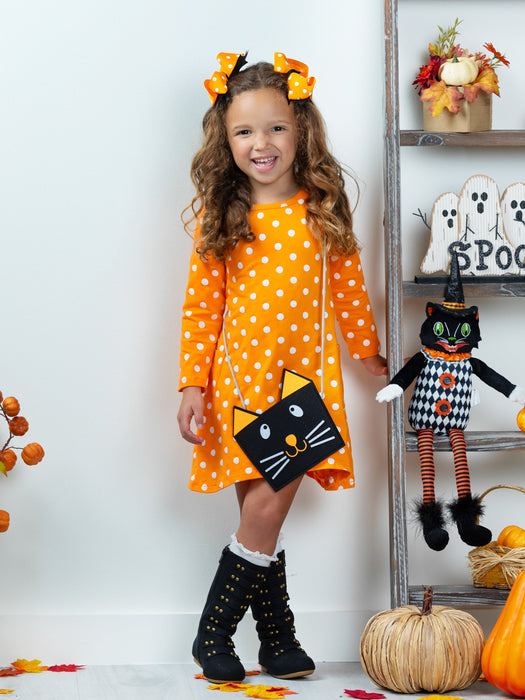 Mia Belle Girls Precious Polka Dot Pocket Dress and Purse Set