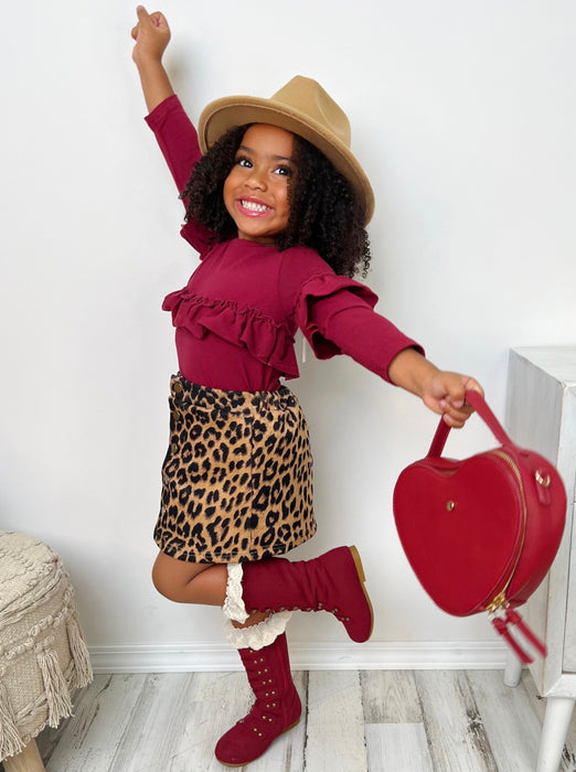 Mia Belle Girls Stay Cozy Animal Print Skirt Set