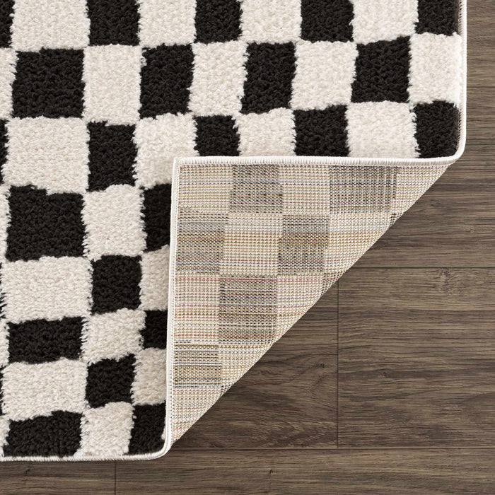 Hauteloom Lajos Black & White Checkered Area Rug