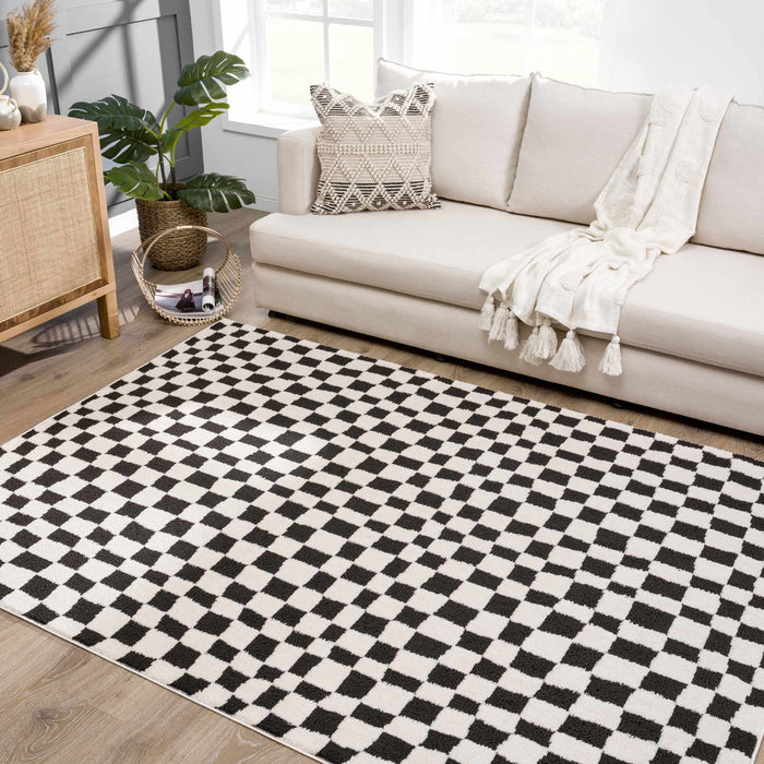 Hauteloom Lajos Black & White Checkered Area Rug