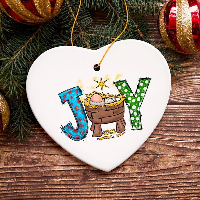 OrnamentallyYou Joy Nativity Baby Jesus Ceramic Christmas Ornament