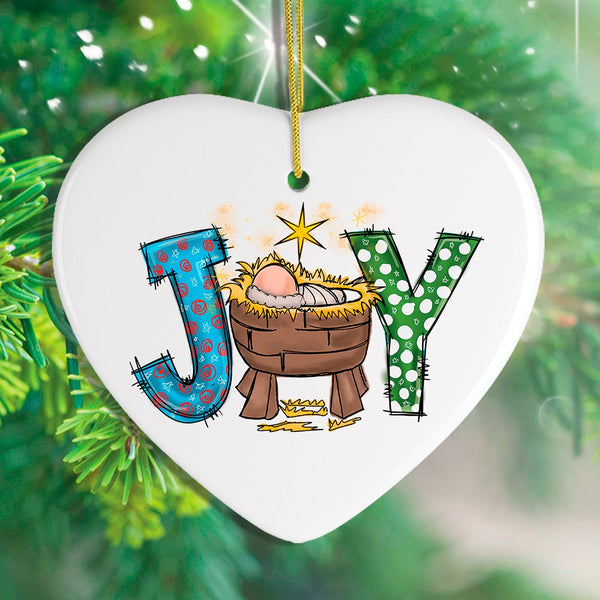 OrnamentallyYou Joy Nativity Baby Jesus Ceramic Christmas Ornament