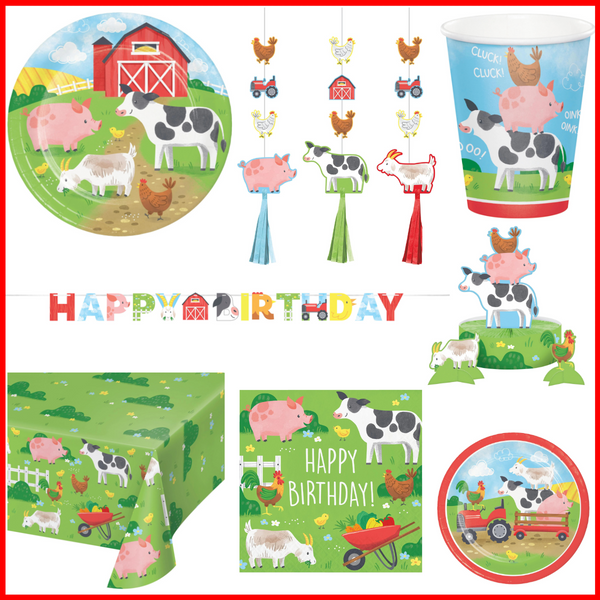 Party Decorations Farm Animals Birthday Party Kit for 8 (46 Total Items)