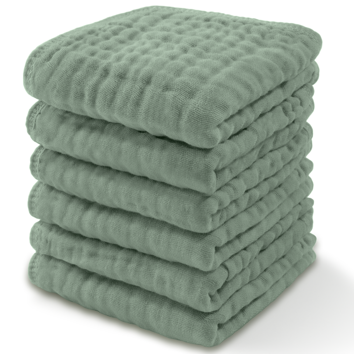 Comfy Cubs Muslin Cotton Baby Washcloths - Fern