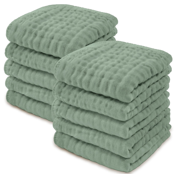 Comfy Cubs Muslin Cotton Baby Washcloths - Fern