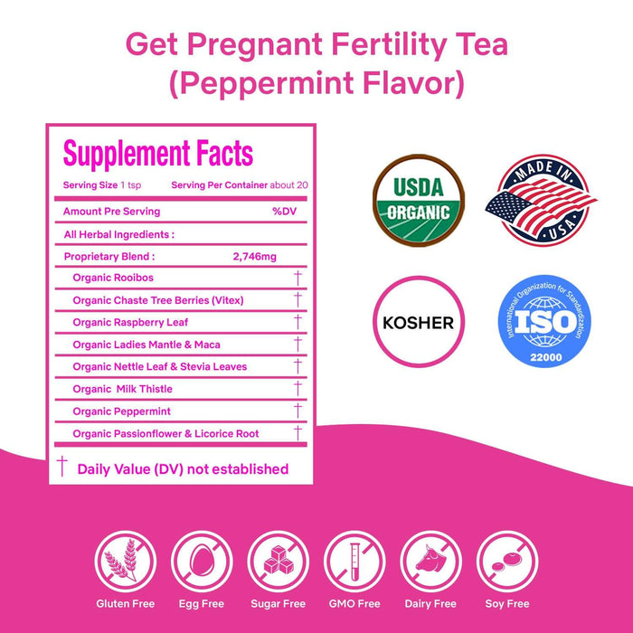 Secrets Of Tea Organic Peppermint Wellness Tea for Women - 20 Sachets, 40 Cups