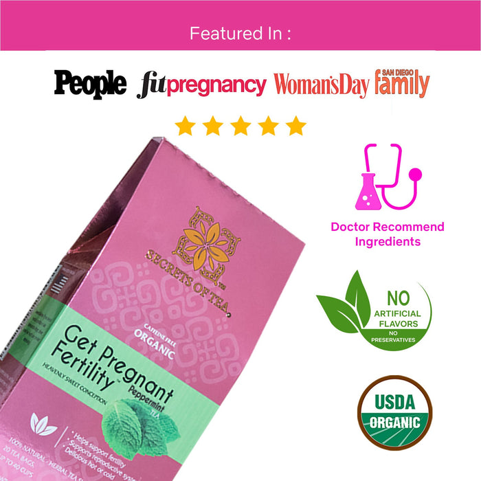 Secrets Of Tea Organic Peppermint Wellness Tea for Women - 20 Sachets, 40 Cups