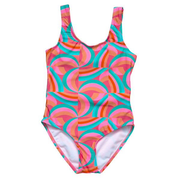 Snapper Rock Geo Melon Sustainable Tie Back Swimsuit