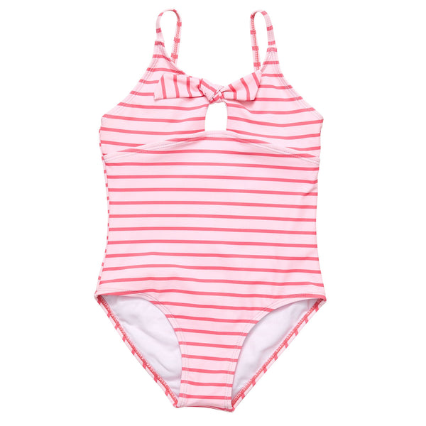 Snapper Rock Coral Stripe Sustainable Bow Swimsuit