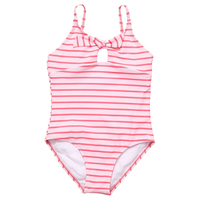 Snapper Rock Coral Stripe Sustainable Bow Swimsuit