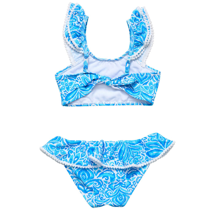 Snapper Rock Santorini Blue Frill Crop Bikini