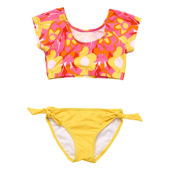 Snapper Rock Pop of Sunshine Crop Short Sleeve Rash Top Set