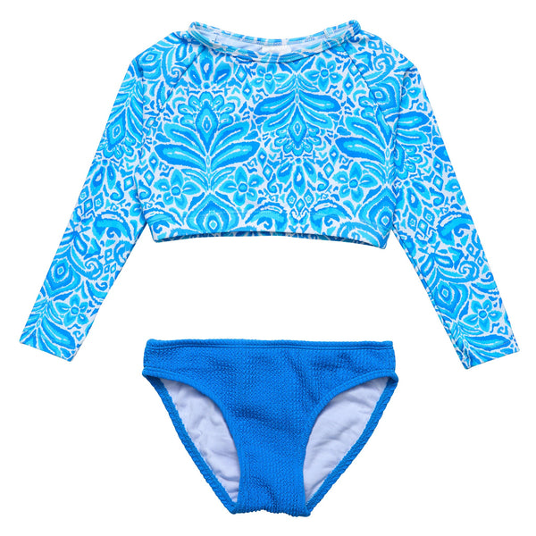 Snapper Rock Santorini Blue Crop Long Sleeve Rash Set