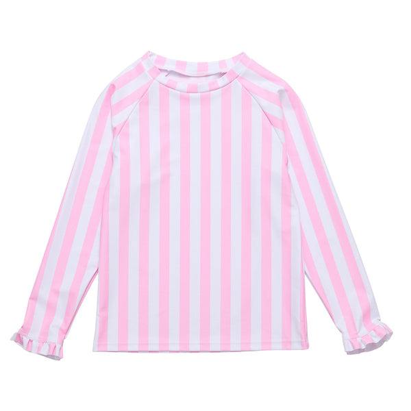 Snapper Rock Pink Stripe Long Sleeve Rash Top