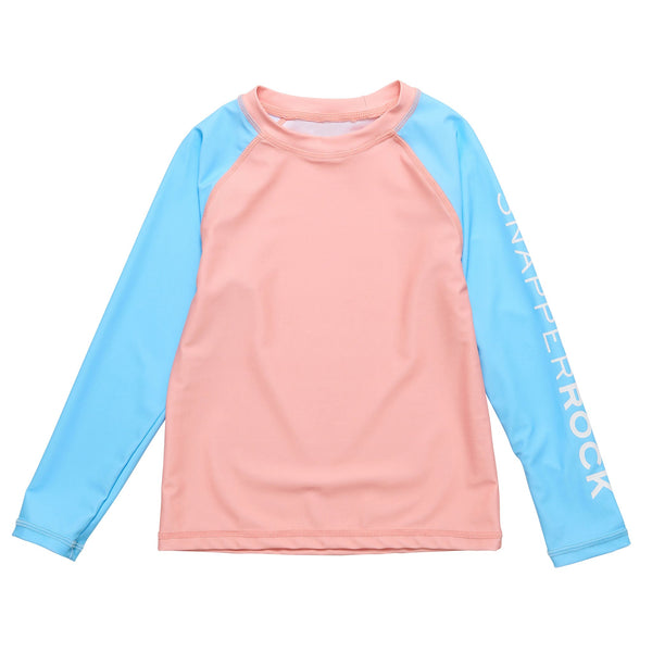 Snapper Rock Peach Colorblock Long Sleeve Rash Top