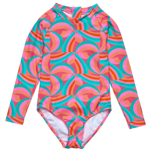 Snapper Rock Geo Melon Sustainable Long Sleeve Surf Suit