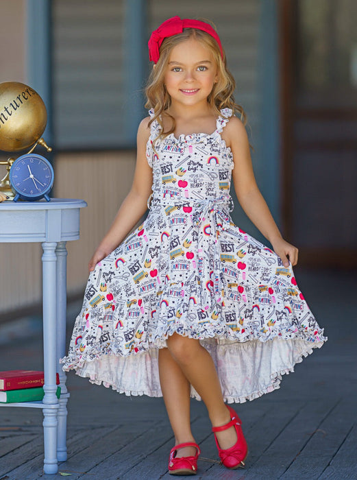 Mia Belle Girls Do Your Thing Doodle Hi-Lo Dress