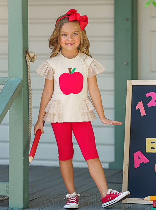 Mia Belle Girls Apply Ever After Ruffle Top and Legging Set