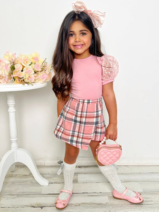 Mia Belle Girls Always Pretty Pink Plaid Skort Set