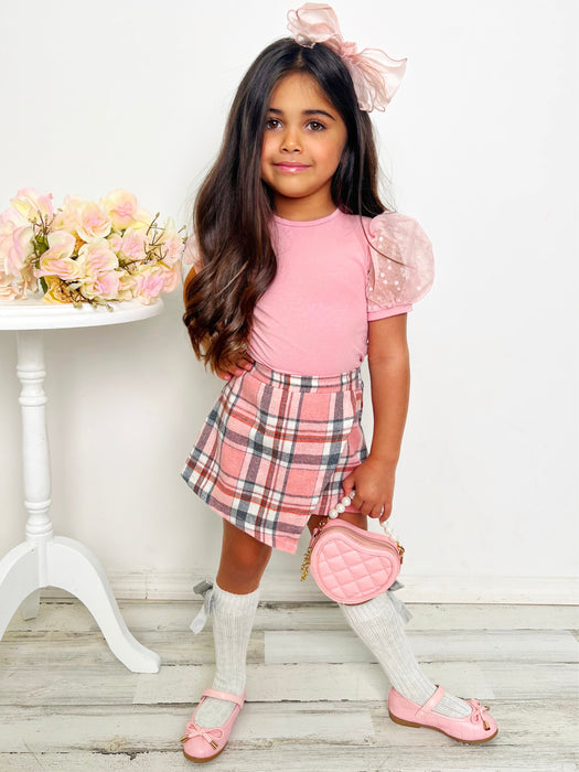 Mia Belle Girls Always Pretty Pink Plaid Skort Set