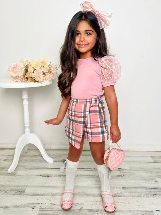 Mia Belle Girls Always Pretty Pink Plaid Skort Set