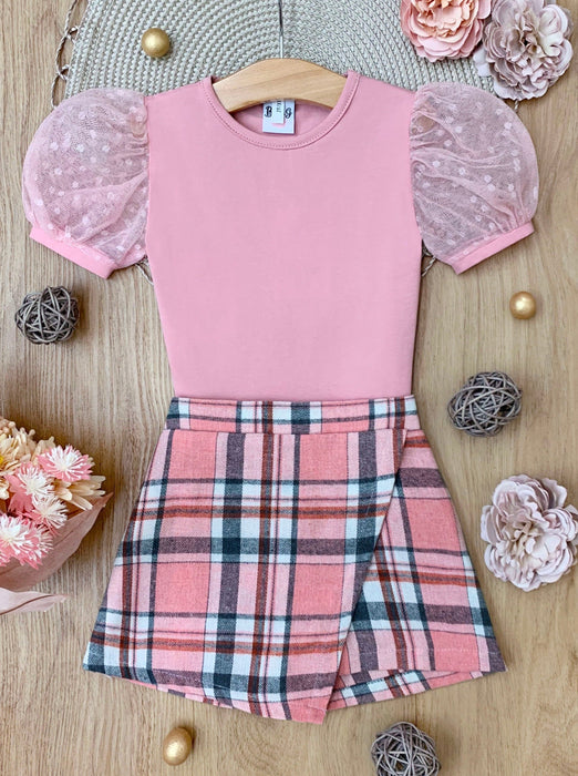 Mia Belle Girls Always Pretty Pink Plaid Skort Set