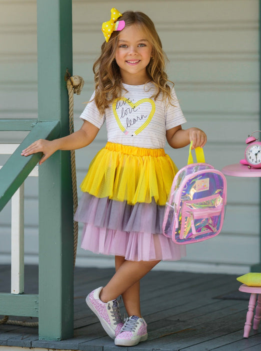 Mia Belle Girls Live, Love, Learn Tutu Skirt Set