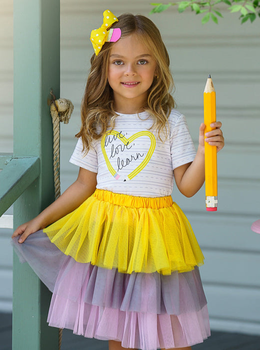 Mia Belle Girls Live, Love, Learn Tutu Skirt Set