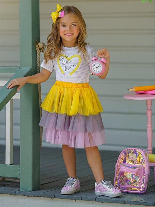 Mia Belle Girls Live, Love, Learn Tutu Skirt Set