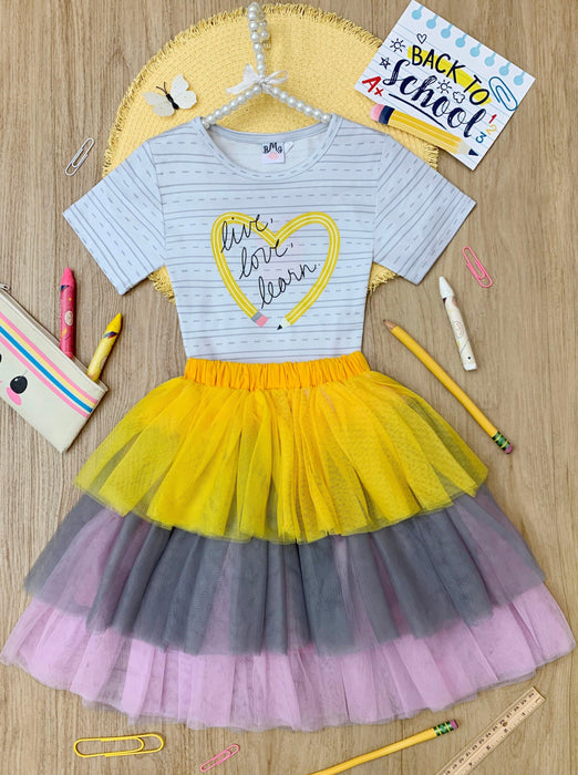 Mia Belle Girls Live, Love, Learn Tutu Skirt Set