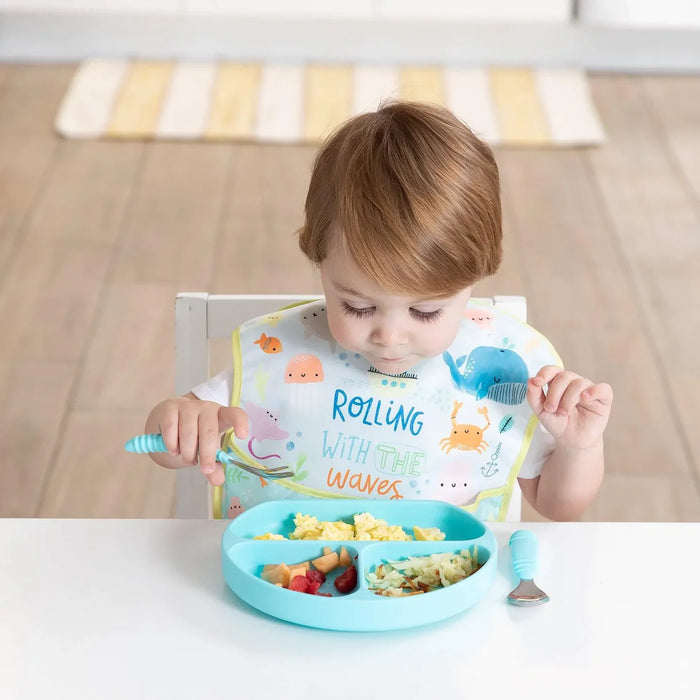 Bumkins Toddler and Baby Suction Plate, Divided Grip Dish for Babies and Kids