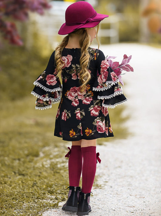 Mia Belle Girls Dark and Lovely Tiered Sleeve Floral Miya Dress